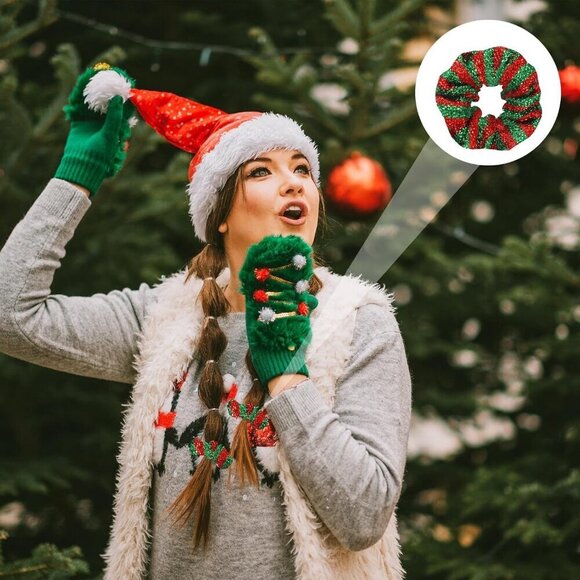 Christmas Scrunchies Bulk 24 Velvet Plaid Snowflake Hair Accessories for Women main image 5